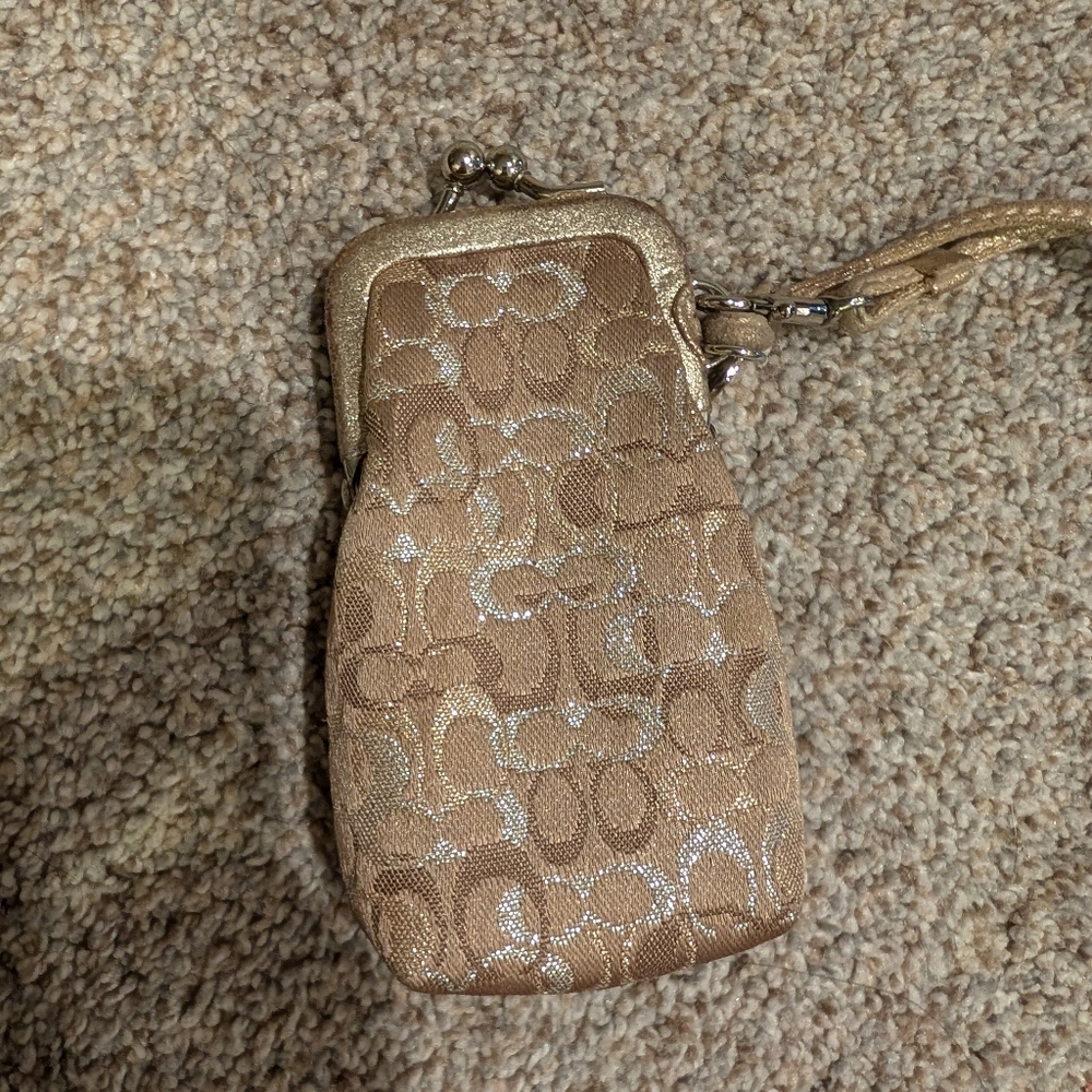 Coach Gold and Tan Mini Bag